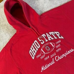 Vintage Ohio State Buckeyes National Champions Pro Player Hoodie Red